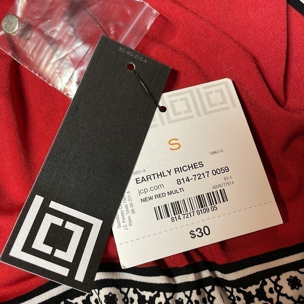 Liz Claiborne women’s sleeveless blouse. Size S. Black/red/white. - Picture 7 of 7